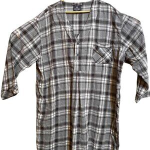 Stafford | Vintage Grey White Plaid Flannel Sleep Night Shirt XXL